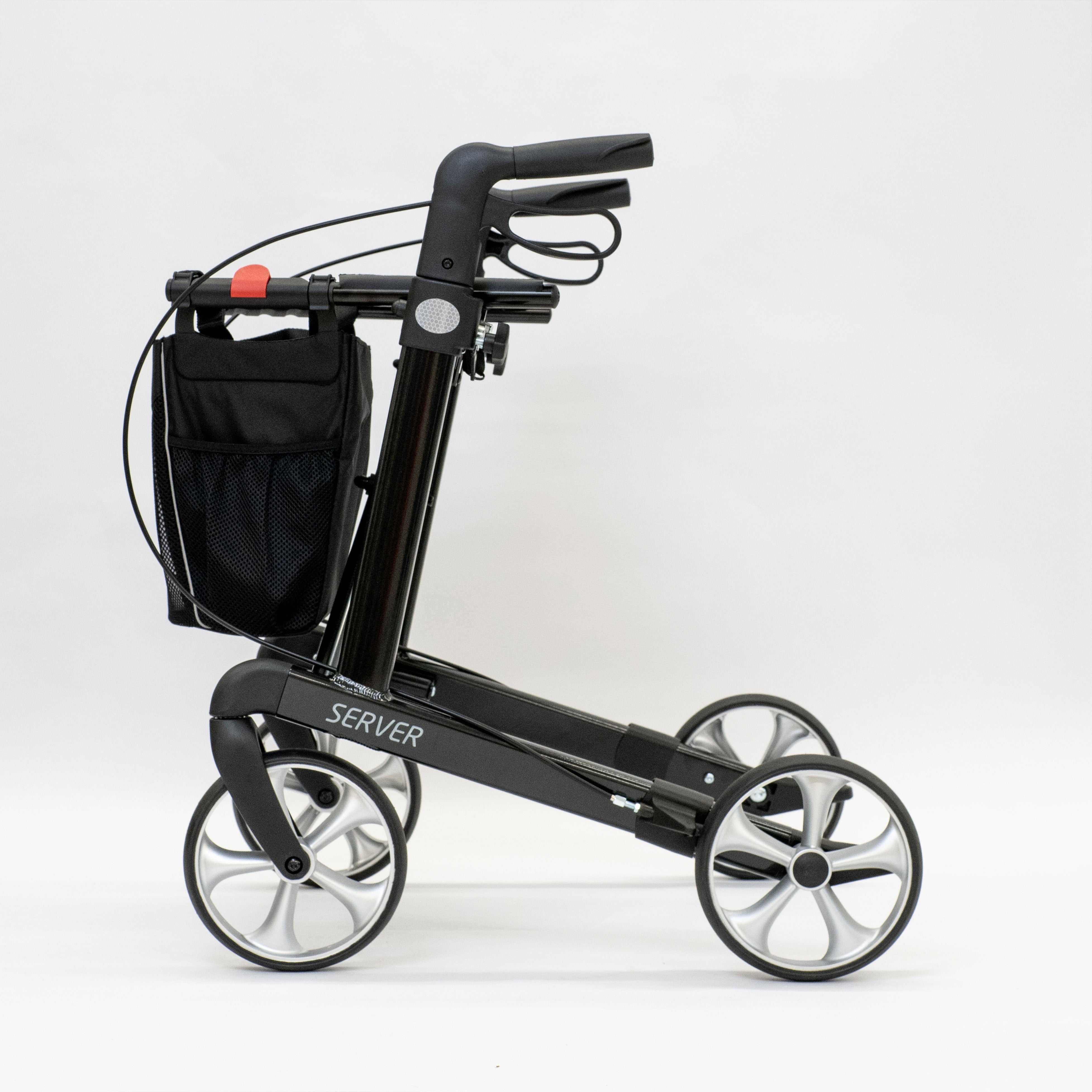 Rehasense SERVER Black Large rollator, left side view
